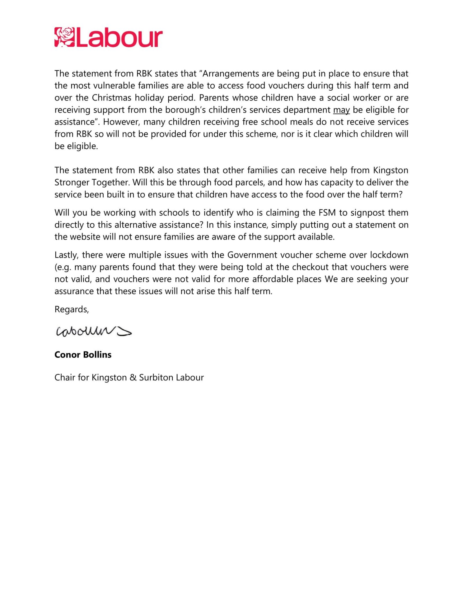 Letter to Kingston Council re FSM