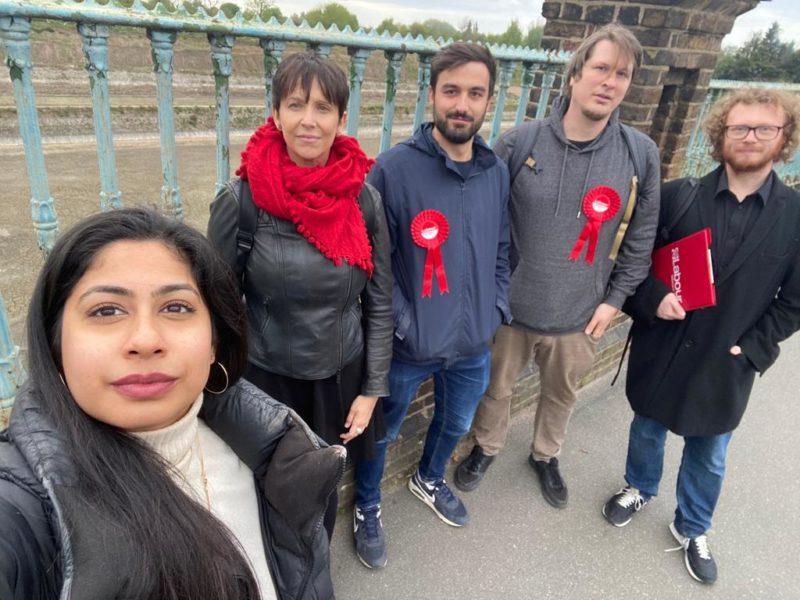 Labour GLA members Sakina Sheikh and Elly Baker with Surbiton Candidates Charlie Deacon and Conor Bollins and Kingston Town Candidate Charles Bamford  