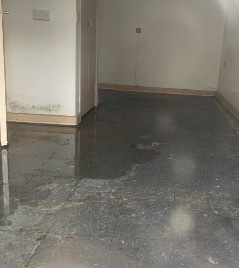 Retirement complex flat covered in sewage 