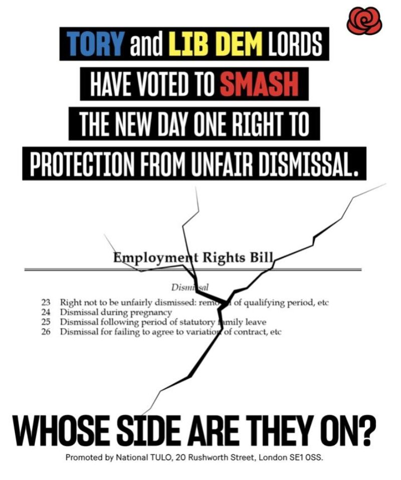 Tory and Lib Dem Lords have voted against better rights for working people. 