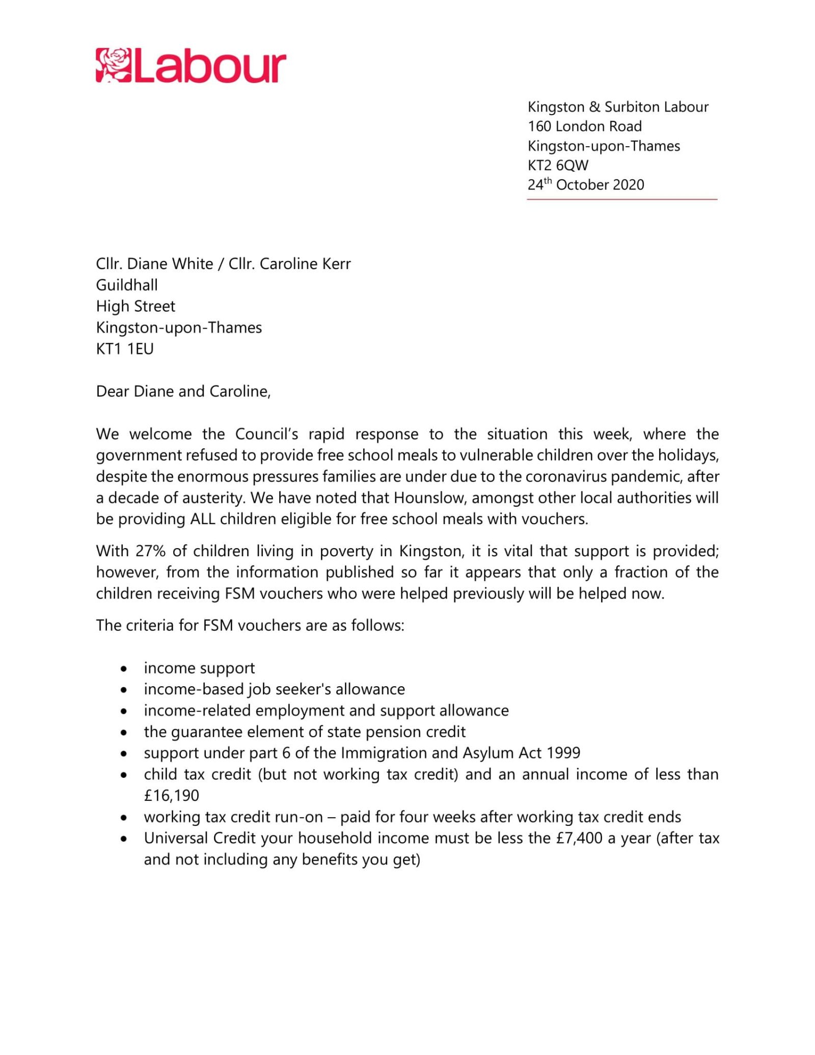 Letter to Kingston Council re FSM